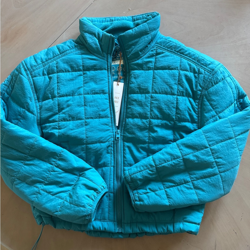 Love Tree Teal Quilted Puffer Jacket